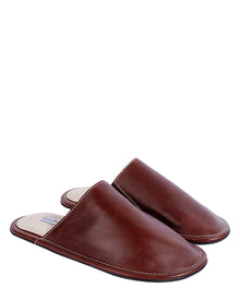  Men Leather Slipper-  Brown