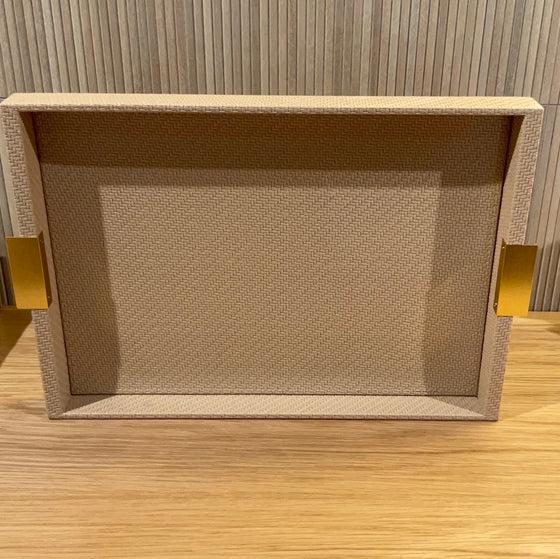 SQUARE TRAY WITH BEIGE HANDLE
