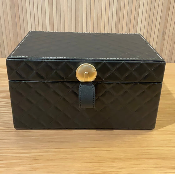 LARGE BOX WITH GOLDEN AND BLACK BROOCH